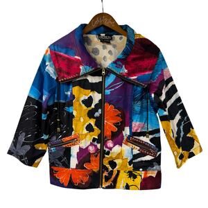 Berek Full Zip Colorful Jacket Medium Floral Vintage